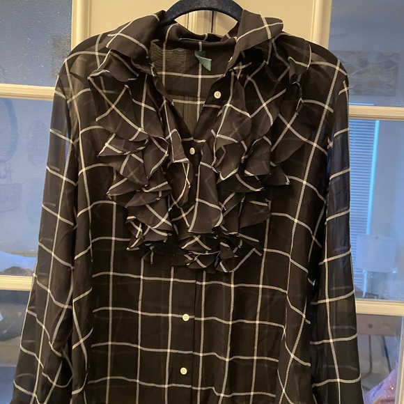 Lauren Ralph Lauren Tops - Lauren Ralph Lauren Black and White Checkered Blouse